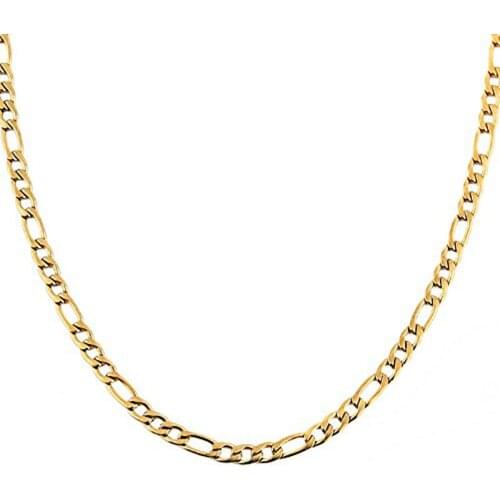 HZMAN Men Women 24k Real Gold Plated Figaro Chain Stainless Steel Necklace, Wide 5mm 7mm 9mm 13mm