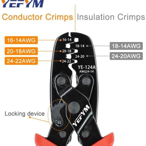 YEFYM YE-124A crimping tool pliers, suitable for crimping terminal connectors TAB 2.8 4.8 6 8. Electrician mini tool pliers