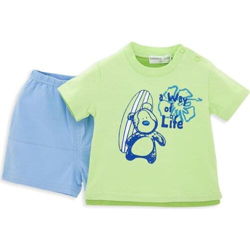 Kavkas Baby Boy Clothes Set 2 pcs/lot Top+Pants Short Sleeve Summer Soft Cotton Boys Clothes Outwear