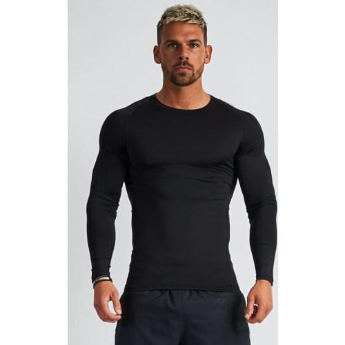 Compression Tops O-neck Outdoor Running Shirt Men Long Sleeve Bodybuilding Sportswear Gym T-shirt Men Fitness Tight Clothing
