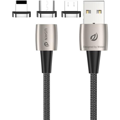 Wsken Magnetic USB Cable USB C Quick Charge USB Type C Magnet Charger for iphone Micro USB Fast Charging Mobile Phone USB Cord
