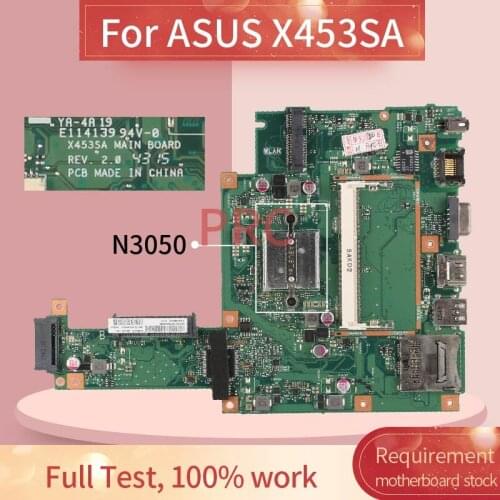 Laptop motherboard For ASUS X453SA N3050 Notebook Mainboard REV.2.0 DDR3