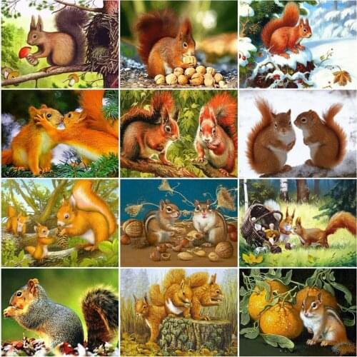 HUACAN Paint By Numbers Squirrel Animal Hand Painted Painting Art Gift Pictures By Number Tree Home Decor Childrens Room Decor