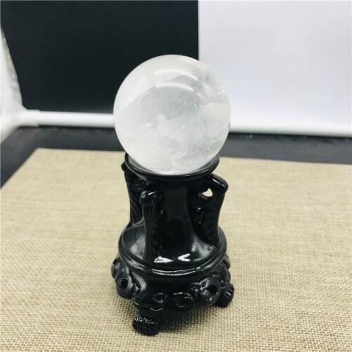 Natural Clear White Crystal Quartz Sphere Ball Specimen Collection Healing + wood bracket