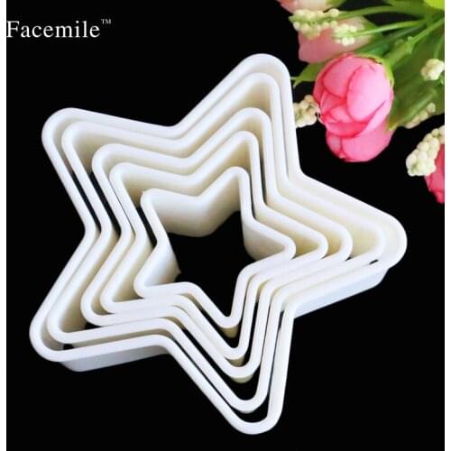 2017 New 5pcs Star Fondant Cake Decorating Biscuit Cookies Cutter Diy Mold Christmas Cutter Mold Cake Decorating Tools