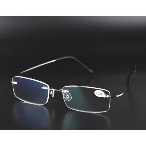 New upscale ultra-light stainless steel reading glasses rimless mens high-definition reading glasses