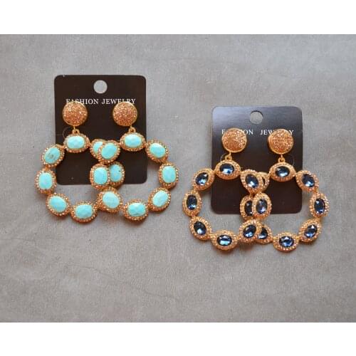 New GOLD rhinestone pave gem flower shape earring for lady