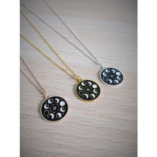 Moon Phase Necklace Jewellery Rose Gold Lunar Crescent Moon Astrology Divination Jewelry Astrology Witch Magic Cute Gift