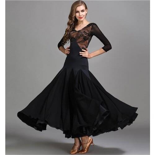 Women ballroom dance training clothes modern dance practice dress ball dance dress waltz tango social dance lace uniforms MY788