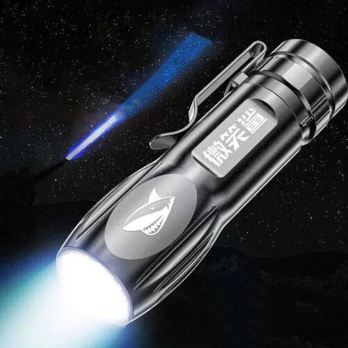 Portable Mini LED Flashlight Fixed Focus USB Rechargeable Torch IPX6 Waterproof 3 Lighting Modes Camping Hiking Flash Light