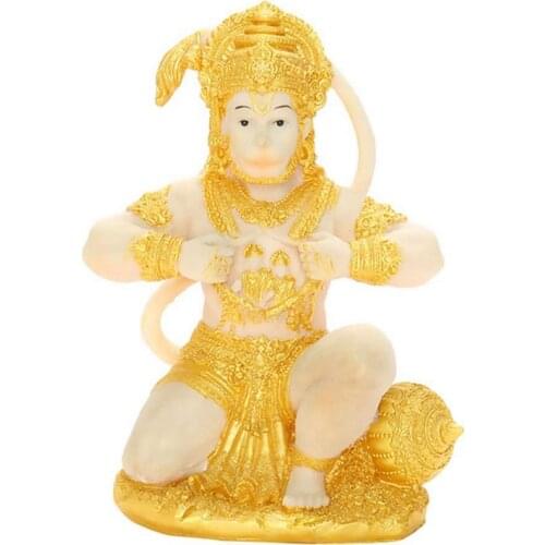 Practical Gold Hanuman Statue Indian Lord Sculpture India Figurine Collection Idol Murti Pooja Sculpture for Decor Ornament