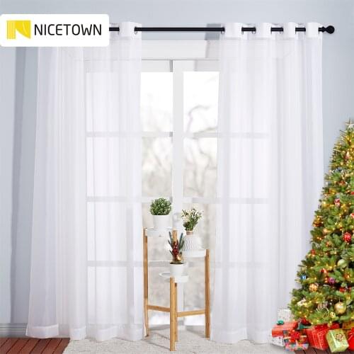 NICETOWN 12 Colors Sheer Curtain White Tulle Home Decoration Solid Voile Panels Windows Curtains for Living Room Decor Bedroom