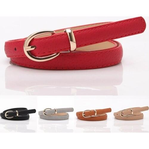 Metal Buckle Belt Leather Cummerbund Thin Belt Women Adjustable New Lady Pigskin Decorative Casual Fashion Canvas Waistband
