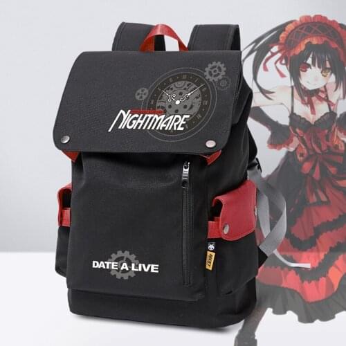 Anime DATE A LIVE Backpack Bags Tokisaki Kurumi Package Satchel Student Totes Casual Set Handbags Hand Bag Aslant Bag Black