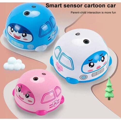 3 Colors Smart Sensor Cartoon Car Gesture Sensor Obstacle Avoidance Press Mode Tap To Emit Flashing Lights Electric Car For Kids