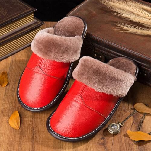 Women Winter Slippers Luxury Pu Shoes Home Couple Waterproof Non-slip Female Slippers Indoor Bedroom Fashion Shoes New