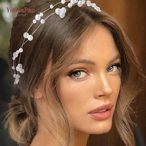 TOPQUEEN HP36 Wedding Hair Accessories Pearls Bridal Headdress Bride Headpieces for Wedding Hair Jewelry Pearl Bridal Tiara