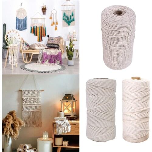 Macrame Cord, 3mm 4mm 5mm x 109 yd (About 100m) Natural Cotton Soft Unstained Rope for Plant Hanger Wall Hanging Craft Making