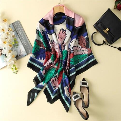 Visual Axles Vintage Leaves Square Scarves Boho Bohemian Leaf Print Foulard Shawls for Women New Fashion Hijab 140*140cm SFN269