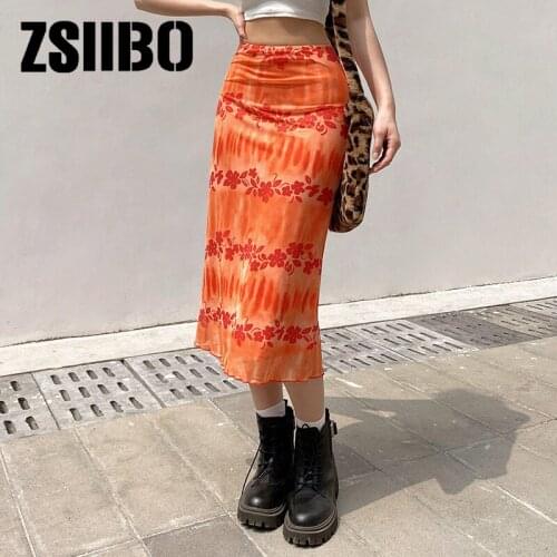 2021 summer new personality fashion beautiful skirt floral contrast color high waist over-the-knee short skirt women Skirt y2k