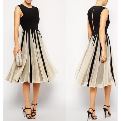 2018 Sexy Women Vintage Party Dresses Casual Black Chiffon Dress Vestidos Sleeveless Elegant Print Vestido De Festa Female J3129