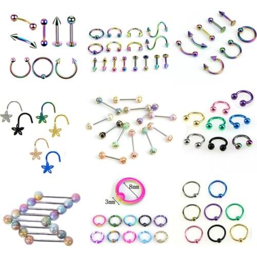 1set Nose Horseshoe Ring Nose Septum Ring Titanium Circular Piercing Ear Cartilage Tragus Body Jewelry Piercing