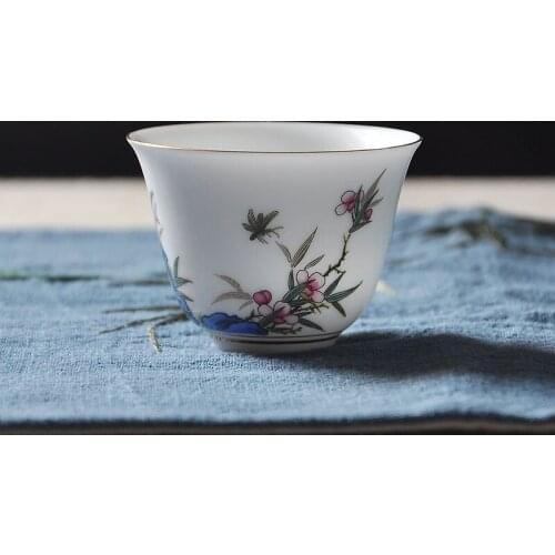 2PCS/Lot 60ml Colorful Painting Teacup Ceramic Porcelain Tea Cups Office Kung Fu Tea Set Master Small Bowls Drinkware Teaware