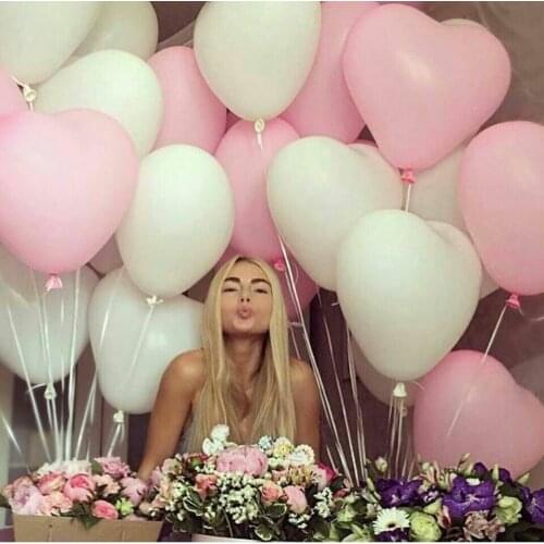 20pcs/lot 2.2g Pink White Red Love Latex Balloons Heart Shaped Thickening Pearl Balloons Wedding Supplies Birthday Party Decor