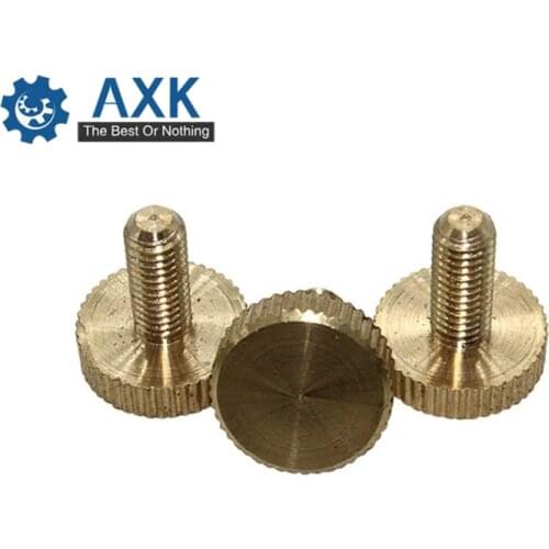 20Pcs M3 M4 Flat Head Brass Hand Tighten Thumb Screws Hand Twist Knurled bolts Tighten Lock Adjustment Copper Screw bolts