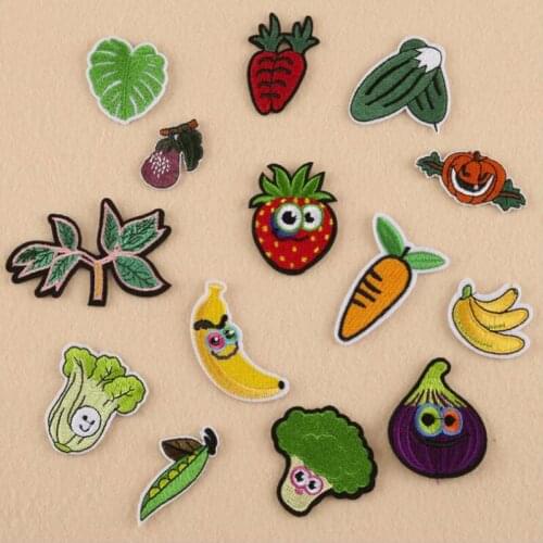 20pcs Vegetable Carrot Green Beans Melon Iron On Patches For Clothing parches bordados Embroidery Patch Appliques Jean Patchwork