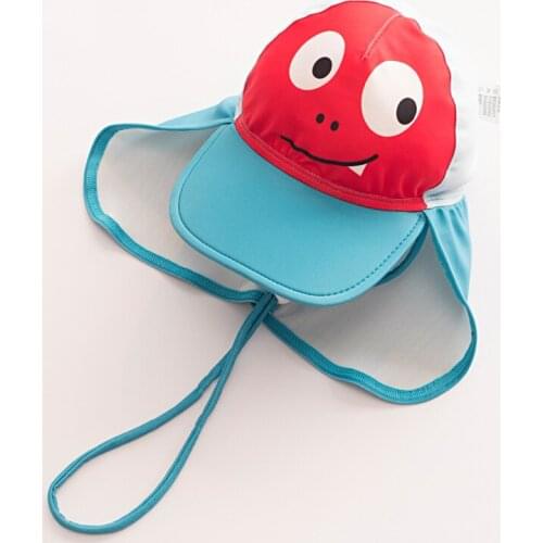 2021 Wide Brim Children Sun Hat Kids Bucket Cap Summer Beach Girls Travel Outdoor Baby Fashion Cute Dinosaur Boy Swimming Cap