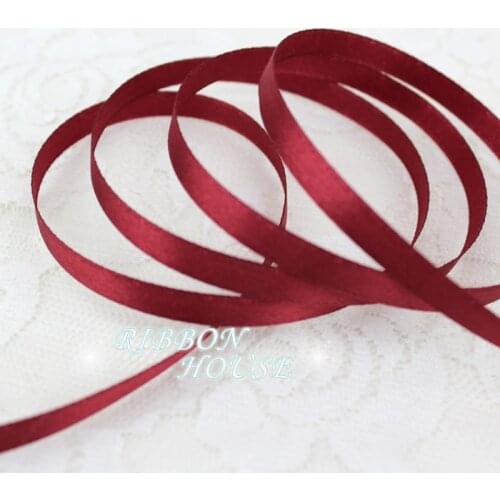25 yards/roll ) 1/4" (6mm) Wine Red Single Face Satin Ribbon Webbing Decoration Gift Christmas Ribbons Wholesale