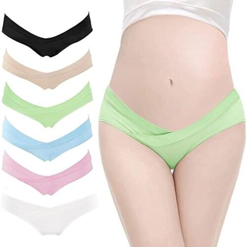 6pc Maternity Underwear Pregnant Women Female Low Waist V Shaped Panties Cotton Pregnancy Postpartum Panties Maternity Knickers