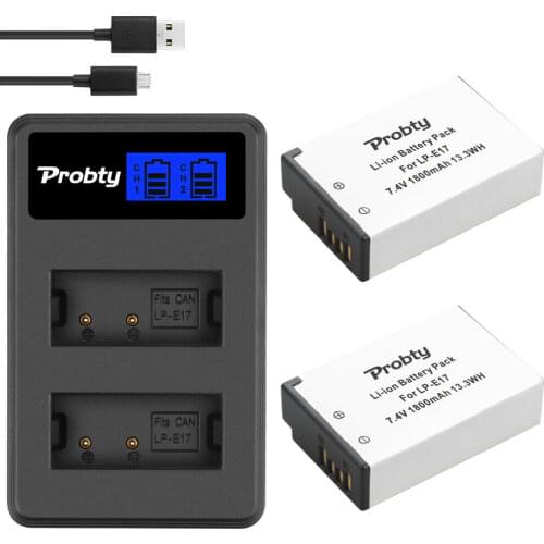 Probty 1800mAh LPE17 LP E17 LP-E17 Battery for Canon EOS 200D M3 M6 750D 760D T6i T6s 800D 8000D Kiss X8i Cameras