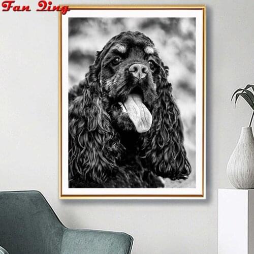 5D DIY Diamond Painting Black Cocker Spaniel Full Square/Round Drill Dog Embroidery Rhinestone Cross Stitch Mosaic Home Decor