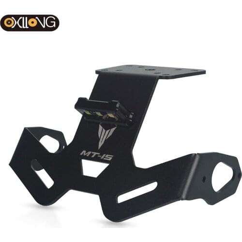 CNC Aluminum Angle Motorcycle Rear License Plate Mount Holder Frame White LED Light for YAMAHA MT-15 MT15 MT 15 2018 2019 2020