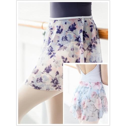 Watercolor Printed Ballet Skirt Dress Adult Female Body Dance Practice Skirts