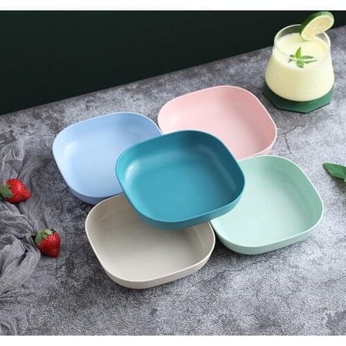 Household Wheat Straw Unbreakable Snacks Fruit Bones Plate Square Salad Bowl