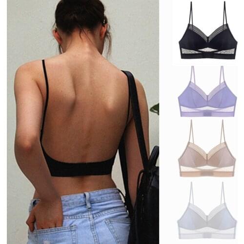 U Backless Bras For Women Push Up Strapless Bralette Invisible Sexy Lace Thin Mesh Lingerie Seamless Bra Bh Low Back Underwear