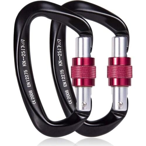 D Shape Climbing Carabiner Aviation Aluminum 25KN Safety Protection Lock Outdoor Clip Hook Climb Mountaineering Accessories