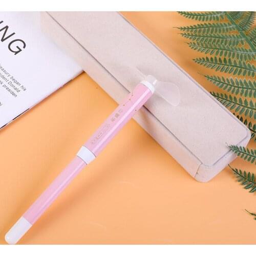 Dropshipping stationery supplies 3Pcs/Set 2 in 1 Mini Handheld Cooling Fan 0.5mm Student Smooth Writing Gel Pen Arrow Sticker