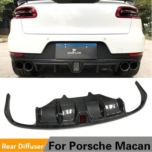 Two Styles Carbon Fiber Rear Bumper Diffuser Lip Spoiler for Porsche Macan 2014 - 2020 Car Rear Bumper Diffuser Lip