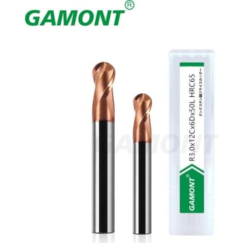 GAMONT Milling Cutter Alloy Coating Tungsten Steel Tool Cnc Maching Hrc65 Ball Nose Endmills Top Milling Cutter Machine Endmill