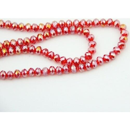 Crystal Chandelier Parts Red AB 2*3-8*10mm Crystal Rondelle Ball Beads For Bracelet Making Home Party Decoration