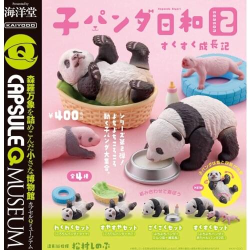 Kaiyodo Gashapon Toys Rare Animal Museum Growth Diary of Panda Series 02 Cute Action Figure Model Ornaments Toys