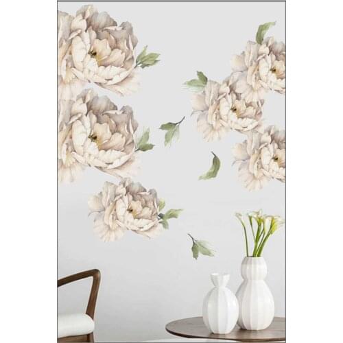Big size Beige Flower Wall Adhesive Stylish Design Self-Adhesive Home Decoration Printing Foil Accessories Trend Wallpaper Home