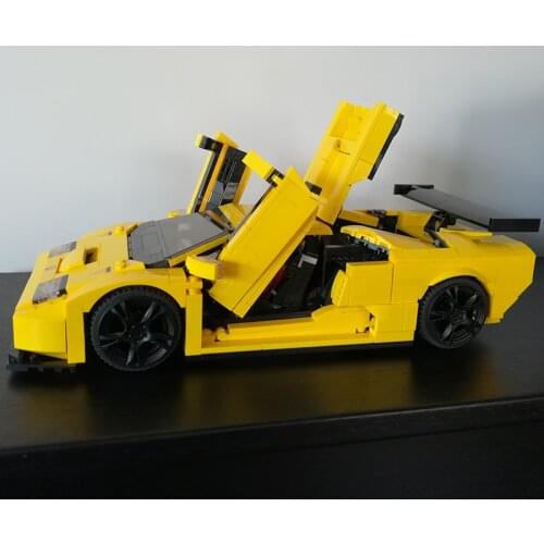 Speed champion driver technology car brick devil GTR yellow expert creator MOC building blocks childrens toys