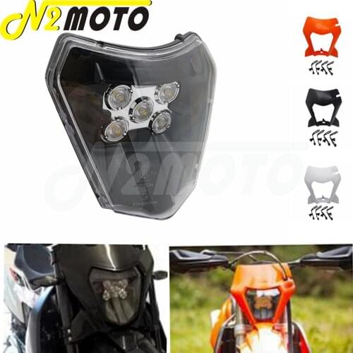 Motocross Enduro EXC LED Headlight Headlamp Mask Cover Guard For FC FE TC TE TX FX 125 250 250 300 350 450 2014-2020 Dual Sport