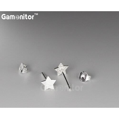 Fashion Design Silver Color Cute Mini Silver Five Point Star Stud Earrings For Kids Girls Women with metal ear plug