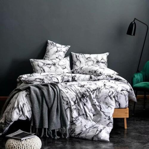 Marble Bedding Set King Queen Single Double Duvet Cover Set Quilt Cover Pillowcase 2-3pcs Home Bedding Linens Sets Black